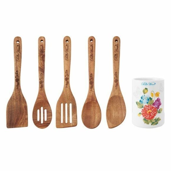 The Pioneer Woman Kitchen The Pioneer Woman Blooming Bouquet 6piece Utensil Stoneware Crock